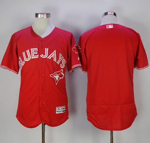 Blue Jays Blank Red Flexbase Authentic Collection Canada Day Stitched MLB Jersey - Click Image to Close